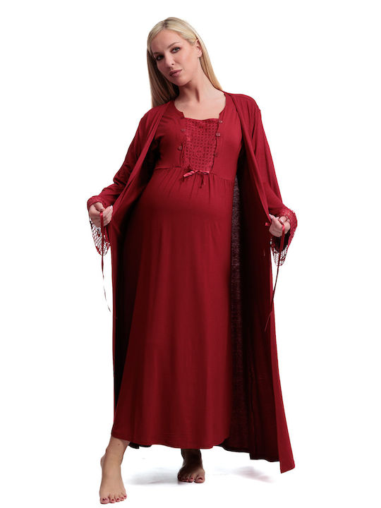 Mdl Nightgown Maternity & Nursing Burgundy