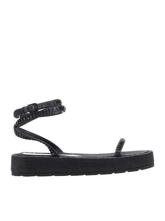 Women's Flat Sandals in Black Color