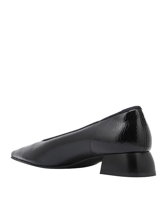 Synthetic Leather Black Low Heels