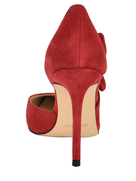 Fhalon Suede Γόβες με Ψηλό Τακούνι Κόκκινες