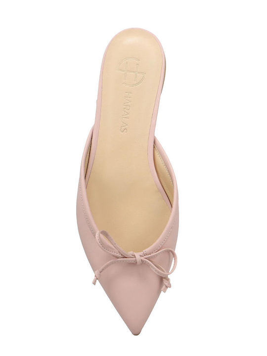 Flat Δερμάτινα Mules σε Ροζ Χρώμα