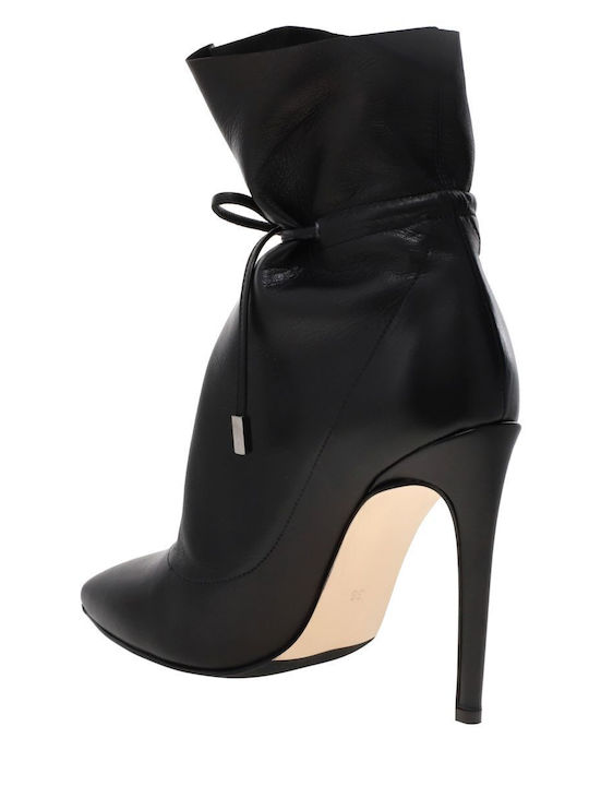 Leder Stiefeletten Damen Schwarz