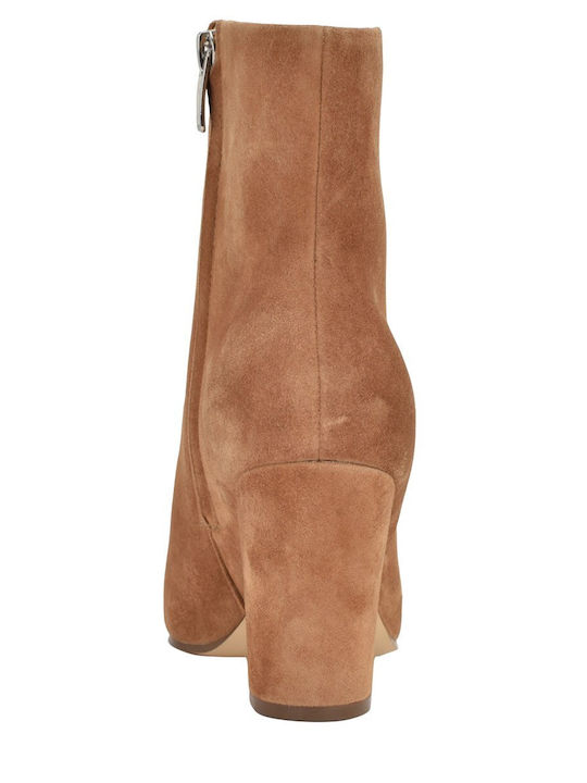 Ariza Suede Women's Ankle Boots with Medium Heel Beige