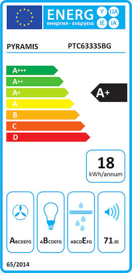 Pyramis PTC63335BG Schiebbarer Dunstabzug 60cm Schwarz