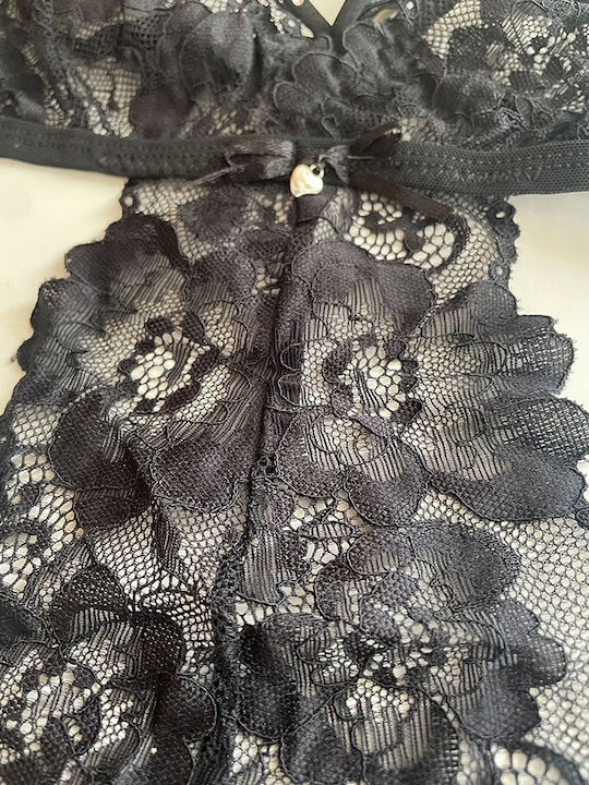 Freemove Sexy Schwarzes Bodysuit-tanga String Spitze 18507