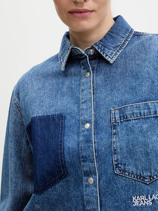 Women's Denim Long Sleeve Shirt Dark Denim