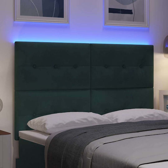 vidaXL LED Κεφαλάρι Κρεβατιού Ξύλινο Πράσινο 144x128cm