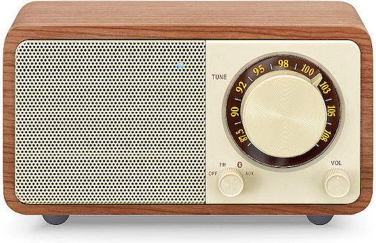 Sangean WR-7 Plus Retro Επιτραπέζιο Ραδιόφωνο Επαναφορτιζόμενο με Bluetooth Natural Cherry