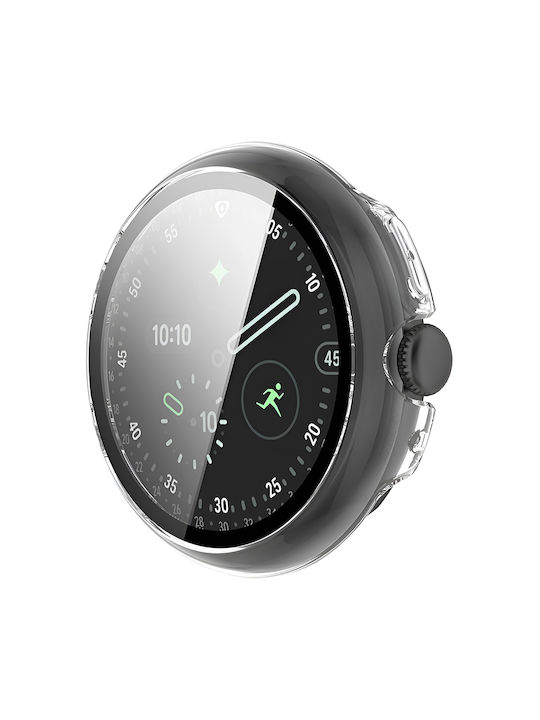 Techsuit Defense360 Pro Plastic Case with Glass in Transparent color for Google Pixel Watch 4 45mm