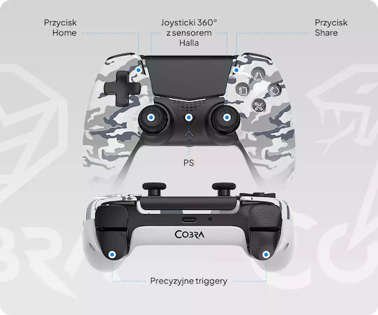 Cobra Ασύρματο Gamepad για PS5 / PC / Android / iOS Γκρι