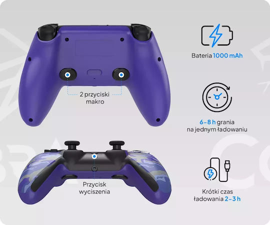 Cobra Ασύρματο Gamepad για PS5 / PC / Android / iOS Μωβ