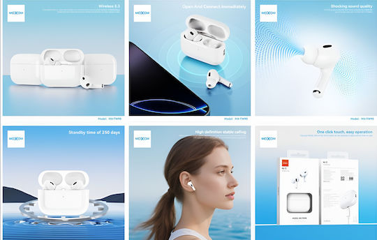 Moxom MX-TW90 In-ear Bluetooth Handsfree Earphones with Charging Case White