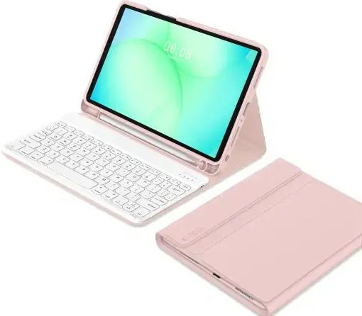 Tech-Protect Sc Pen Flip Cover with Keyboard in International English Pink (Samsung Galaxy Tab A9+, A11+ Plus 11.0)