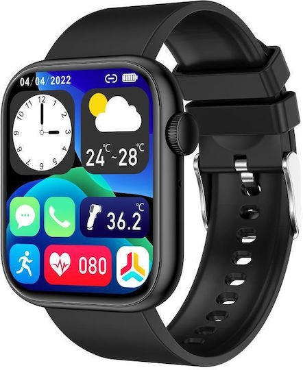 Microwear QX7 45mm Smartwatch with Heart Rate Monitor (Black)