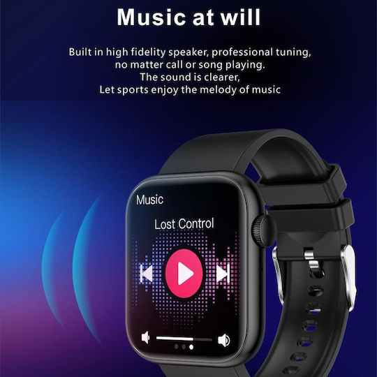 Microwear QX7 45mm Smartwatch with Heart Rate Monitor (Black)