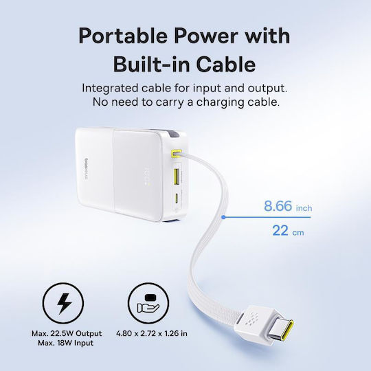 Baseus EnerFill Bipow2 Pro Power Bank 20000mAh 22.5W με Θύρα USB-A και Θύρα USB-C Cosmic Black