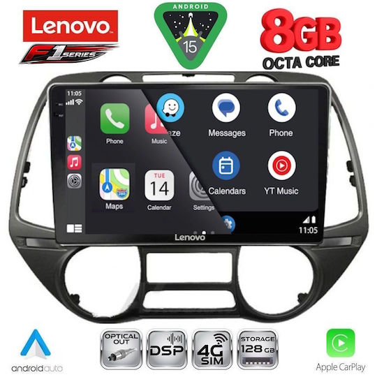 Lenovo Ηχοσύστημα Αυτοκινήτου για Hyundai i20 2008-2013 (Bluetooth/USB/WiFi/GPS/Apple-Carplay/Android-Auto) με Οθόνη Αφής 9"