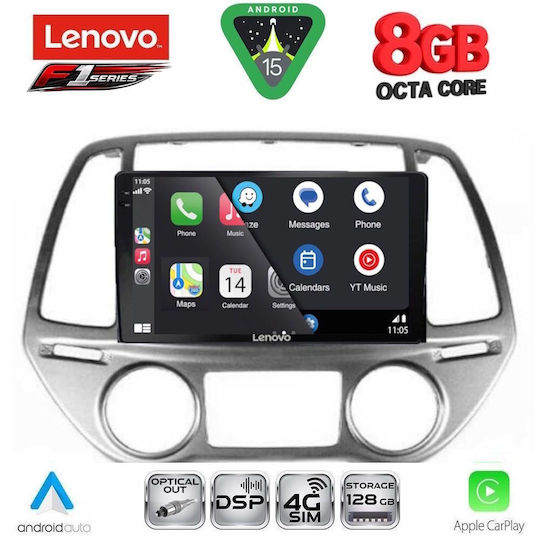 Lenovo Ηχοσύστημα Αυτοκινήτου για Hyundai i20 2008-2012 με Clima (Bluetooth/USB/WiFi/GPS/Apple-Carplay/Android-Auto) με Οθόνη Αφής 9"