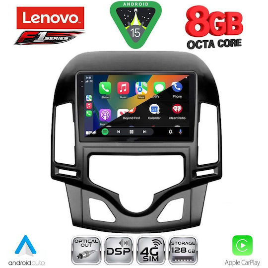 Lenovo Ηχοσύστημα Αυτοκινήτου για Hyundai i30 2007-2012 με Clima (Bluetooth/USB/WiFi/GPS/Apple-Carplay/Android-Auto) με Οθόνη Αφής 9"