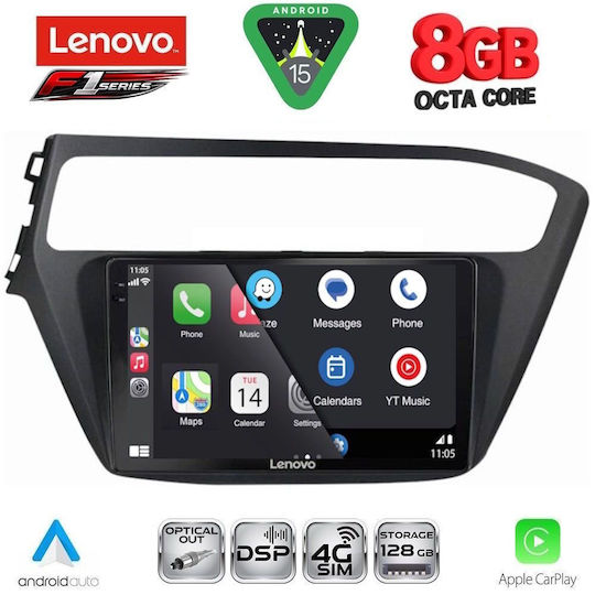 Lenovo Car Audio System for Hyundai i20 2018-2021 (Bluetooth/USB/WiFi/GPS/Apple-Carplay/Android-Auto) with Touch Screen 9"