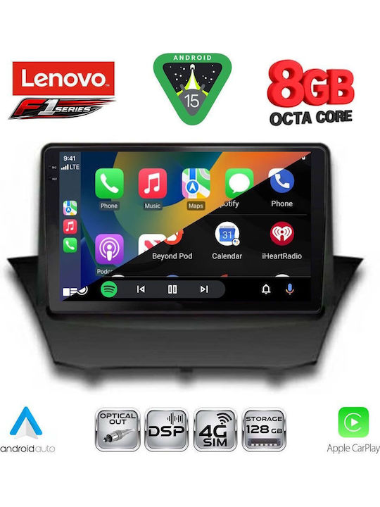 Lenovo Car Audio System for Ford Fiesta 2008-2017 (Bluetooth/USB/WiFi/GPS/Apple-Carplay/Android-Auto) with Touch Screen 9"