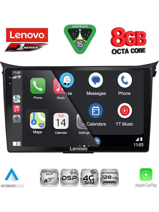 Lenovo Car Audio System for Hyundai i30 2012-2017 (Bluetooth/USB/WiFi/GPS/Apple-Carplay/Android-Auto) with Touch Screen 9"