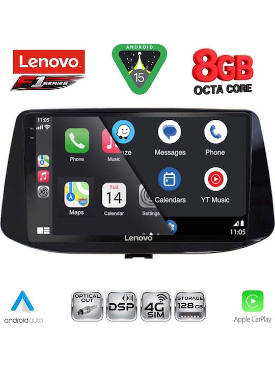 Lenovo Car Audio System for Hyundai i30 2018 (Bluetooth/USB/WiFi/GPS/Apple-Carplay/Android-Auto) with Touch Screen 9"