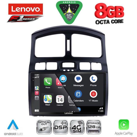 Lenovo Ηχοσύστημα Αυτοκινήτου για Hyundai Santa Fe 2003-2006 (Bluetooth/USB/WiFi/GPS/Apple-Carplay/Android-Auto) με Οθόνη Αφής 9"