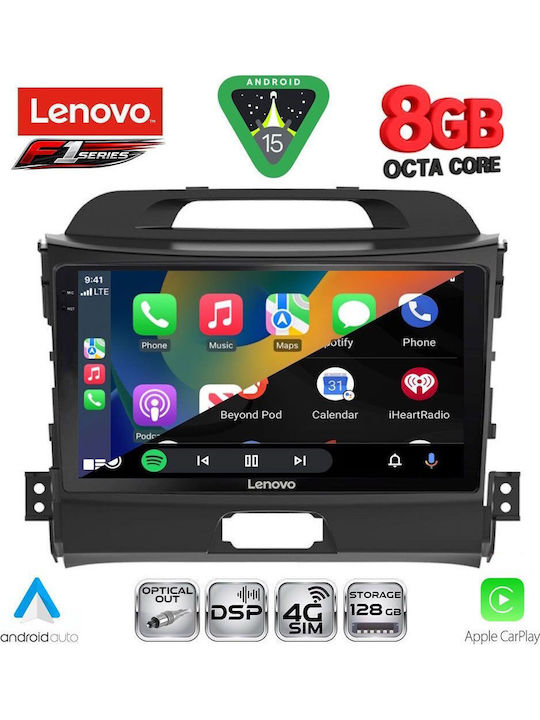 Lenovo Car Audio System for Kia Sportage 2010-2015 (Bluetooth/USB/WiFi/GPS/Apple-Carplay/Android-Auto) with Touch Screen 9"