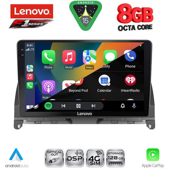 Lenovo Ηχοσύστημα Αυτοκινήτου για Mercedes-Benz C Class 2007-2011 (Bluetooth/USB/WiFi/GPS/Apple-Carplay/Android-Auto) με Οθόνη Αφής 9"