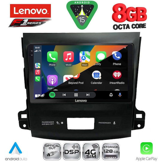 Lenovo Ηχοσύστημα Αυτοκινήτου για Peugeot 4007 Mitsubishi Outlander Citroen C-Crosser 2006-2012 (Bluetooth/USB/WiFi/GPS/Apple-Carplay/Android-Auto) με Οθόνη Αφής 9"