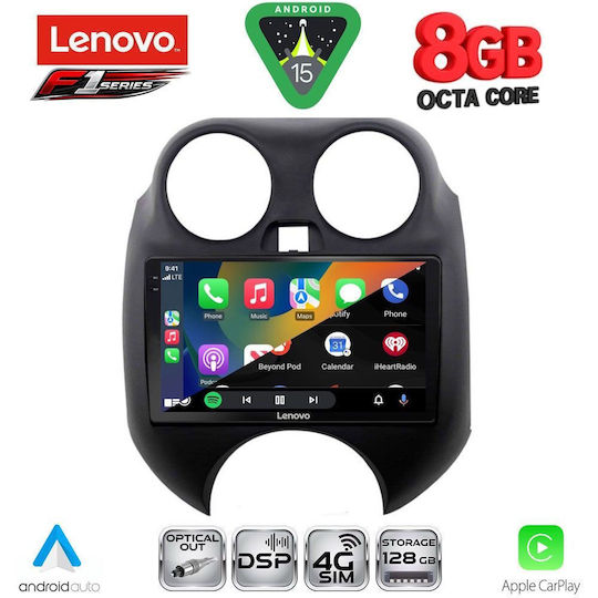 Lenovo Car Audio System for Nissan Micra 2010-2014 (Bluetooth/USB/WiFi/GPS/Apple-Carplay/Android-Auto) with Touch Screen 9"