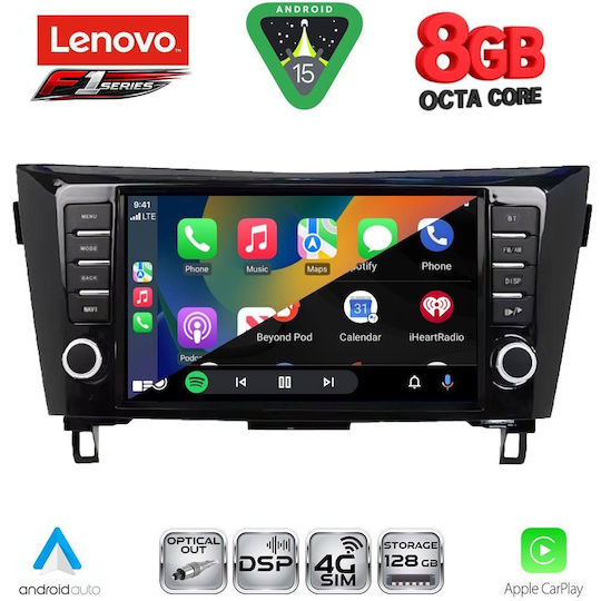 Lenovo Ηχοσύστημα Αυτοκινήτου για Nissan Qashqai / X-Trail 2014-2021 (Bluetooth/USB/WiFi/GPS/Apple-Carplay/Android-Auto) με Οθόνη Αφής 9"