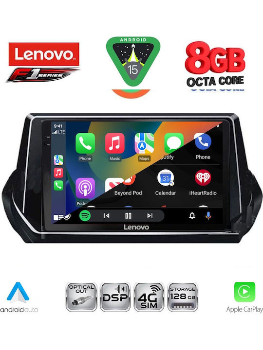 Lenovo Car Audio System for Peugeot 208 2008 with Touch Screen 9" Bluetooth USB Wi-Fi GPS Apple CarPlay Android Auto