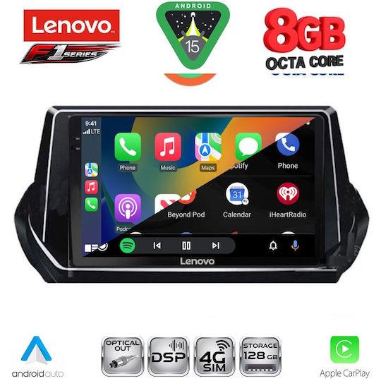 Lenovo Car Audio System for Peugeot 208 2008 with Touch Screen 9" Bluetooth USB Wi-Fi GPS Apple CarPlay Android Auto