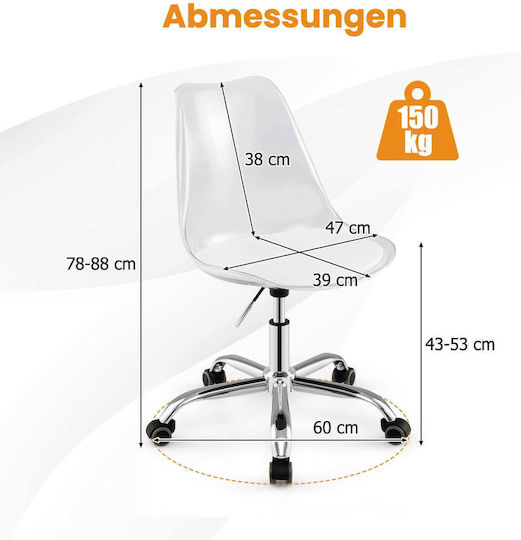 Costway Stuhl Büro mit Verstellbaren Armen Transparent
