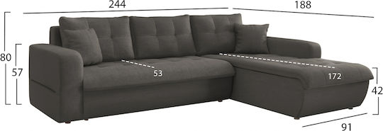 Kanso Γωνιακός Καναπές Κρεβάτι 244x188x80εκ.