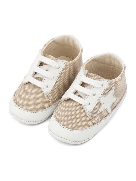 Babywalker Βαπτιστικά Υφασμάτινα Sneakers Αγκαλιάς Μπεζ