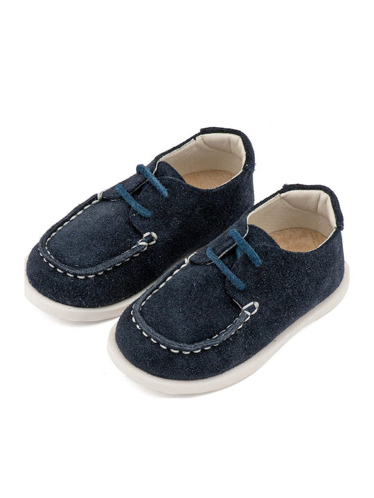 Babywalker Blue Baptism Leather Moccasins