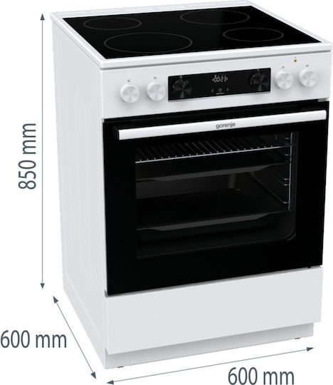 Gorenje Κουζίνα 71lt με Κεραμικές Εστίες Π60εκ. Λευκή