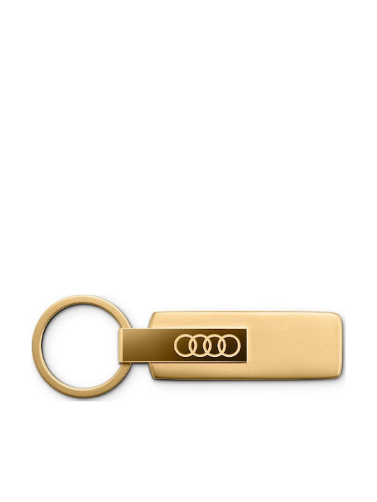 Original Audi Keychain Logo Stainless Steel Cord Gold 3182501820
