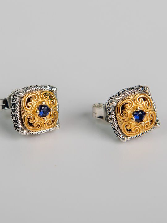 Earrings made of Silver Gold Plated with Stones