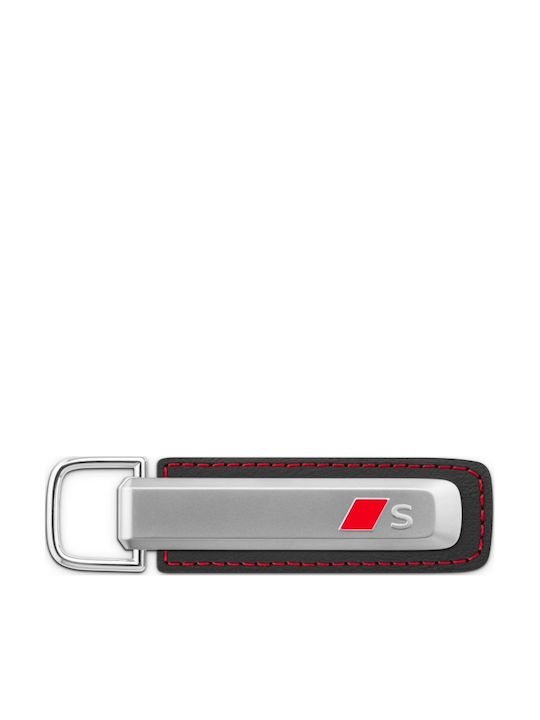 Original Audi Keychain Diamond-shaped S Logo Metal Leather Cord Keychain 3182500200
