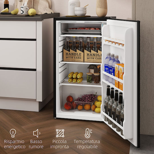 HomCom Single Door Refrigerator 91lt H83xW47xD44cm Black 800-129V90BK