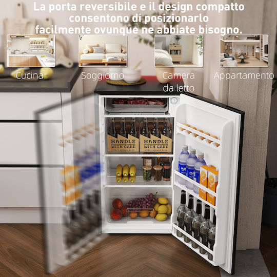 HomCom Single Door Refrigerator 91lt H83xW47xD44cm Black 800-129V90BK