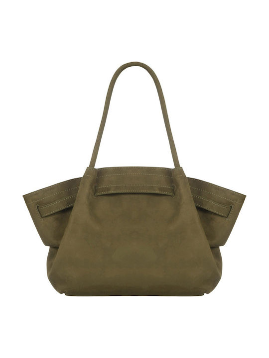 Γυναικεία Tote Τσάντα Suede Χακί