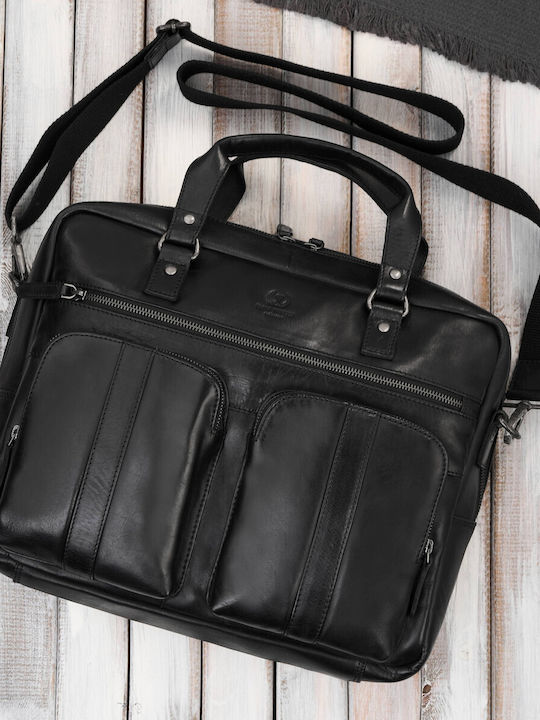 Leather Men's Bag Messenger Black