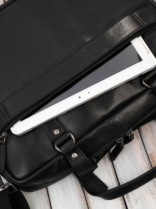 Leather Men's Bag Messenger Black