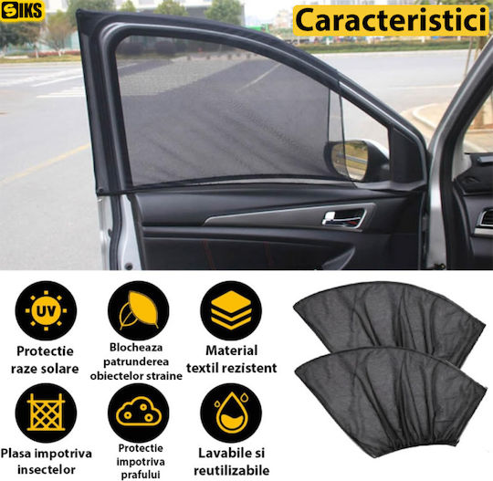 Set 4 Parasolare Auto Umbrele Laterale Siks Plasă Anti-insecte Protecție Împotriva Radiațiilor Solare Insecte Universal Mărime Material Textil Negru