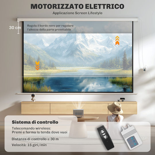 HomCom Οθόνη Προβολής Projector για Τοίχο/Οροφή με Λόγο Εικόνας 16:9 293x193cm / 120"